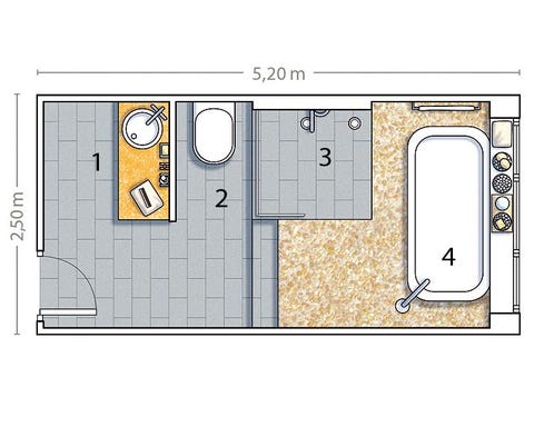 Un cuarto de baño actual en tonos grises