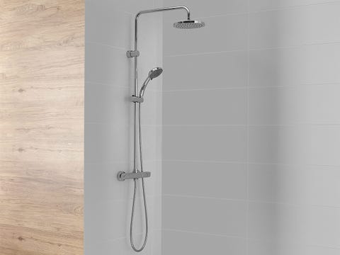 Product, Line, Grey, Metal, Composite material, Silver, Shower head, Tile, Steel, Household hardware, 