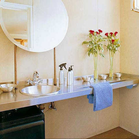 Room, Bathroom sink, Property, Interior design, Plumbing fixture, Wall, Interior design, Bathroom cabinet, Sink, Tap, 