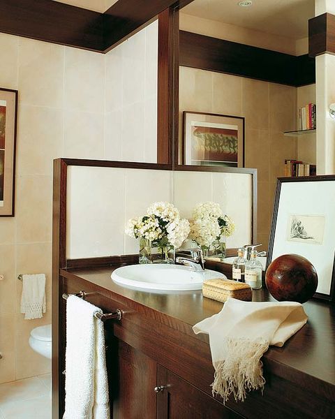 Room, Interior design, Wall, Interior design, Picture frame, Bathroom cabinet, Ceiling, Bathroom sink, Tap, Plumbing fixture, 