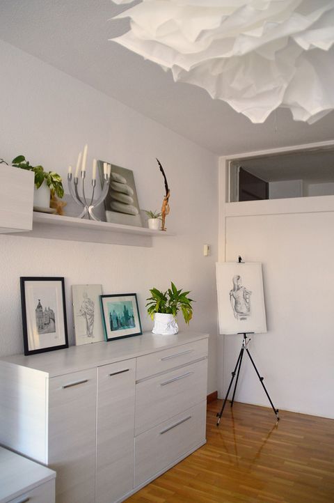 White, Room, Interior design, Furniture, Property, Wall, Shelf, House, Ceiling, Building, 