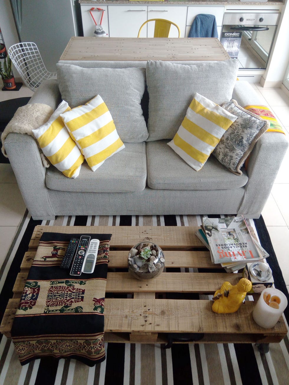 Brown, Room, Interior design, Yellow, Living room, White, Couch, Floor, Throw pillow, Pillow, 