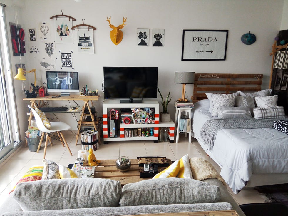 Living room, Room, Furniture, Interior design, Property, Wall, Couch, Yellow, Table, Home, 