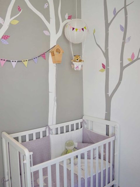 Branch, Product, Wood, Room, Twig, Interior design, Wall, Pink, Nursery, Home, 