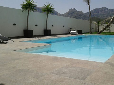 Swimming pool, Property, Tile, Flooring, Floor, Aqua, Azure, Arecales, Composite material, Resort, 