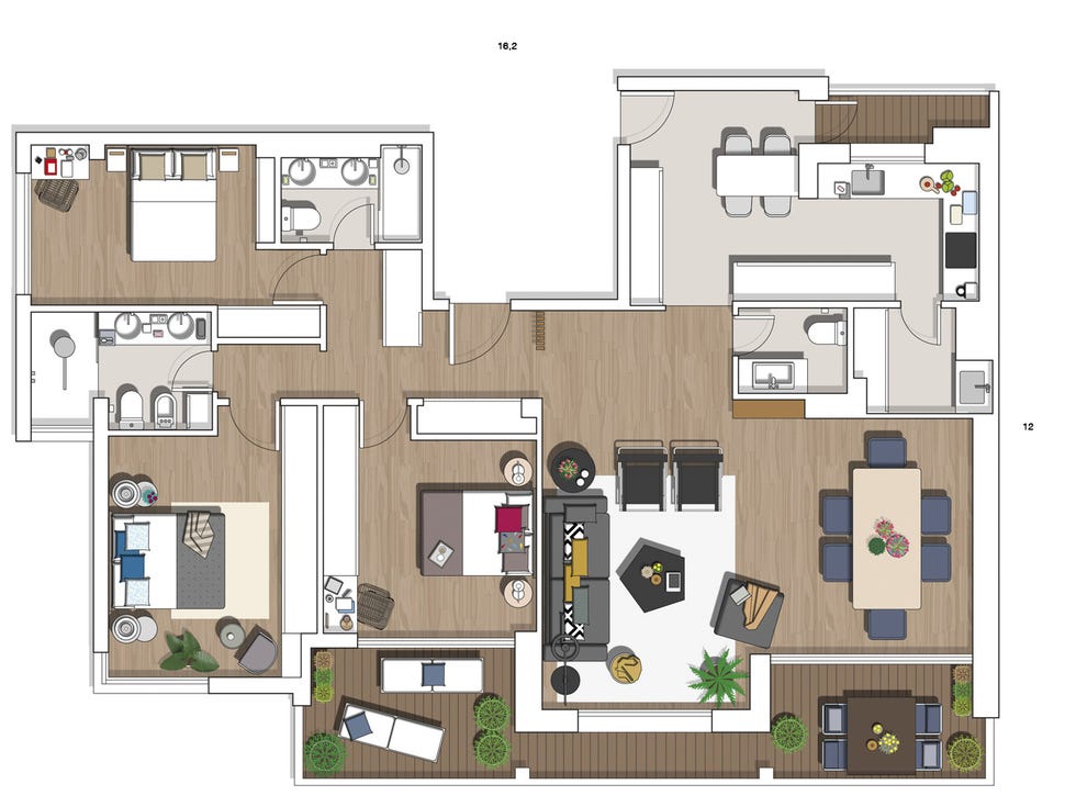 piso moderno y alegre, plano