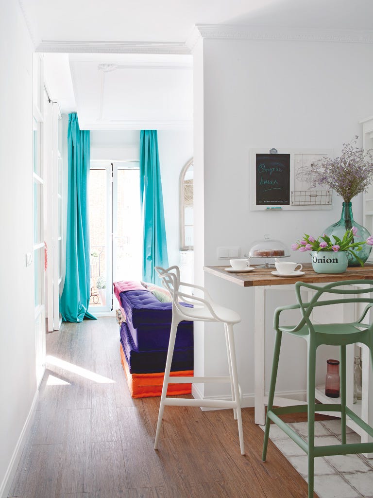 Room, Furniture, Turquoise, Interior design, Floor, Green, Property, Table, House, Home, 