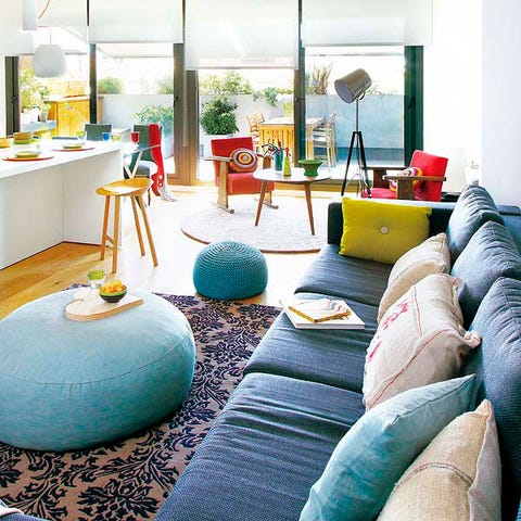 Room, Interior design, Textile, Interior design, Turquoise, Teal, Living room, Aqua, Houseplant, Home, 