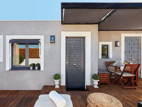 Property, Wall, Door, Interior design, Real estate, Table, Floor, House, Home door, Hardwood, 
