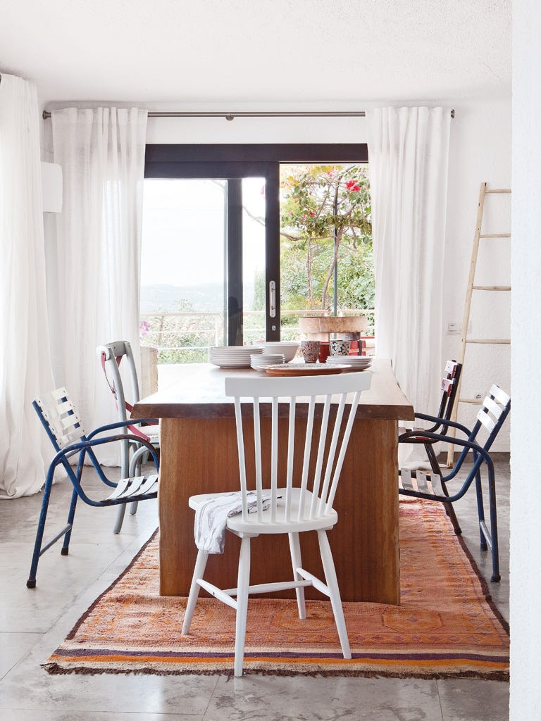 Furniture, Room, Chair, Table, Curtain, Interior design, Property, Dining room, House, Building, 