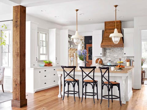 Furniture, Room, Countertop, White, Kitchen, Interior design, Property, Dining room, Wood flooring, Ceiling, 