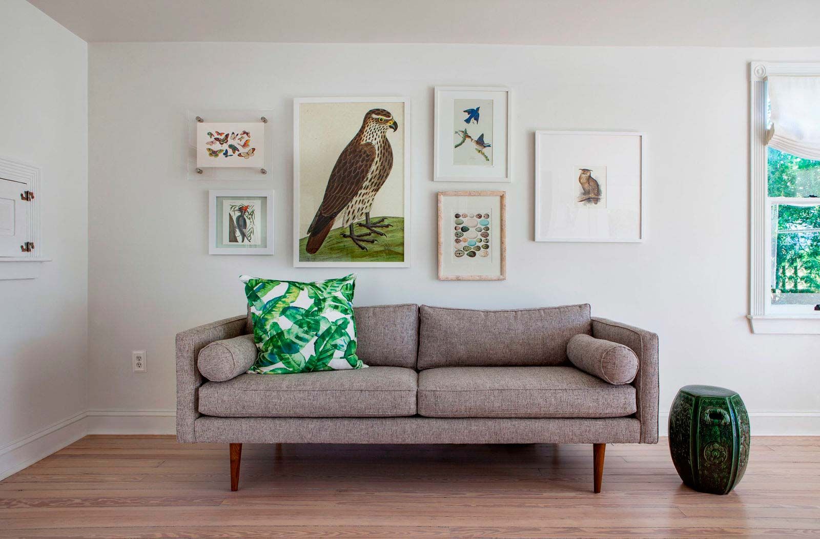 Green, Room, Interior design, Living room, Furniture, Couch, Wall, Floor, Tree, Design, 