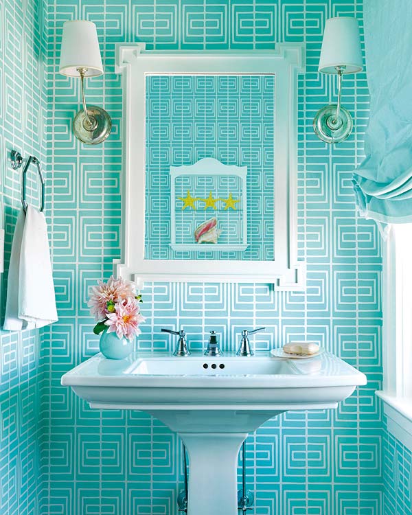 Cuarto de baño con estudiado look retro