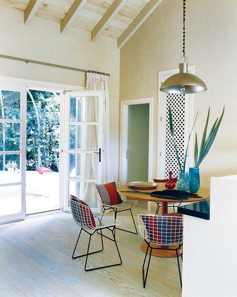 Interior design, Floor, Room, Ceiling, Flooring, Table, Furniture, Light fixture, Glass, Teal, 