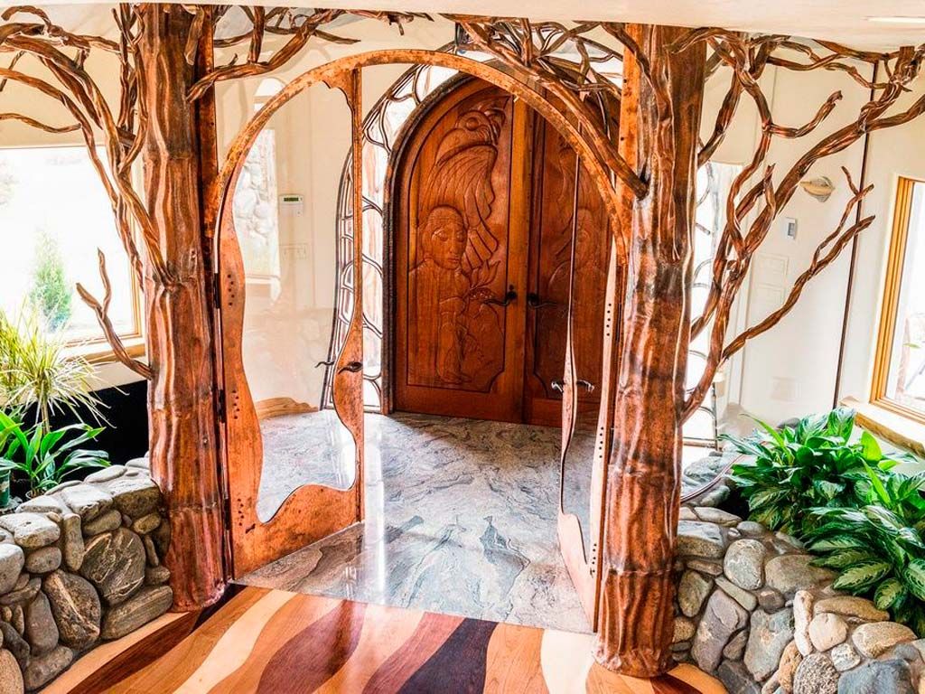 Interior design, Room, Ceiling, Floor, Arch, Interior design, Door, Houseplant, Vault, Molding, 