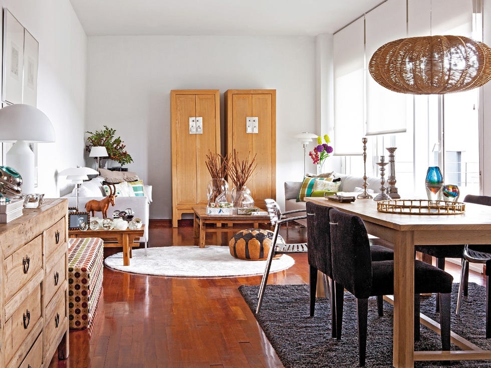 Furniture, Room, Interior design, Dining room, Property, Floor, Table, Kitchen, Ceiling, Wood flooring, 