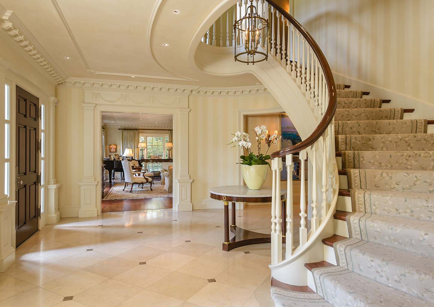 Stairs, Property, Room, Interior design, Handrail, Floor, Building, Ceiling, Home, Baluster, 