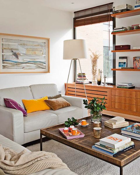 Living room, Furniture, Room, Interior design, Property, Home, Coffee table, Table, Building, Yellow, 