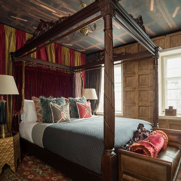 Furniture, Bed, Bedroom, Canopy bed, Room, four-poster, Interior design, Bed frame, Property, Ceiling, 