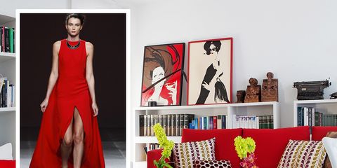 Dress, Red, One-piece garment, Fashion, Gown, Strapless dress, Day dress, Design, Waist, Home accessories, 