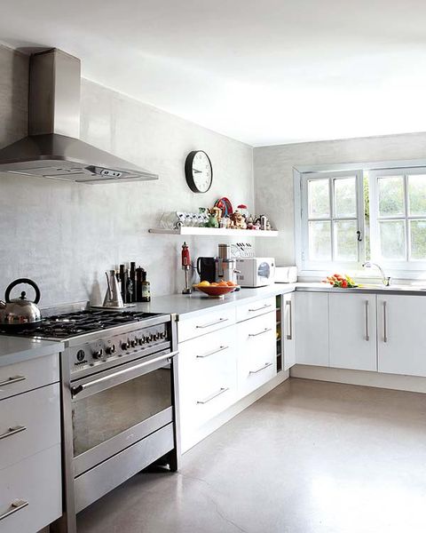 Room, Floor, Interior design, White, Kitchen, Drawer, Home, Cabinetry, Major appliance, Kitchen appliance, 