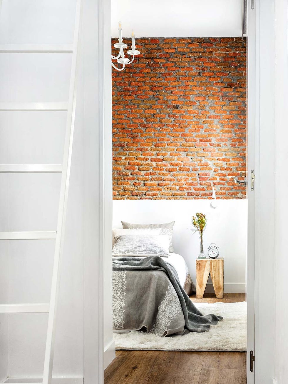 Wall, Room, Interior design, Brick, Floor, Door, House, Furniture, Curtain, Tile, 
