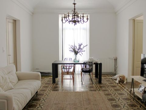 Room, White, Interior design, Furniture, Chandelier, Property, Living room, Floor, Lighting, Ceiling, 