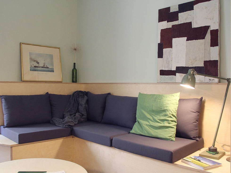 Living room, Furniture, Couch, Room, Interior design, Property, Sofa bed, Wall, Yellow, studio couch, 