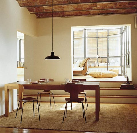 Wood, Interior design, Room, Floor, Flooring, Table, Furniture, Wall, Ceiling, Light fixture, 
