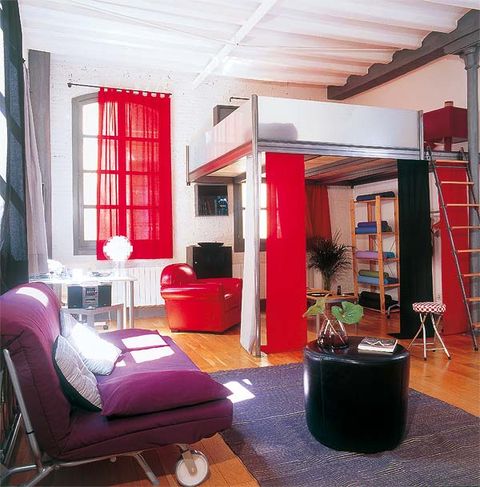 Floor, Interior design, Room, Flooring, Red, Wall, Ceiling, Interior design, Flowerpot, Purple, 