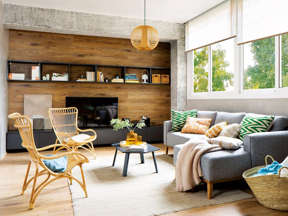Living room, Room, Furniture, Interior design, Property, Floor, Table, Yellow, Home, House, 