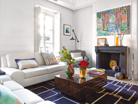 Blue, Interior design, Room, Green, Living room, Floor, Home, Wall, Flooring, Couch, 