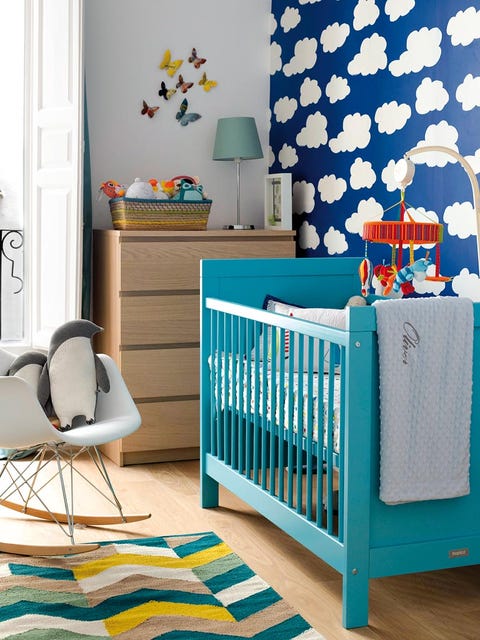 Product, Blue, Room, Infant bed, Furniture, Aqua, Turquoise, Nursery, Green, Interior design, 
