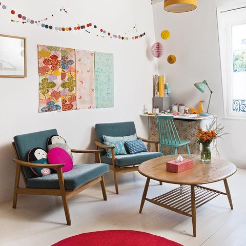 Room, Interior design, Yellow, Furniture, Orange, Wall, Interior design, Ceiling, Table, Flowerpot, 
