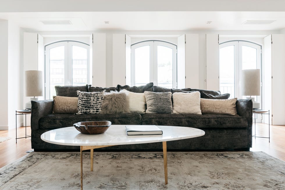 Furniture, Room, Living room, Interior design, Coffee table, Property, Table, Floor, Couch, studio couch, 