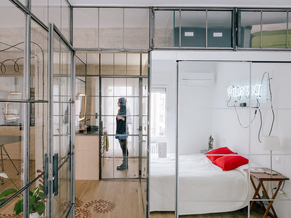 Interior design, Furniture, Room, Architecture, Glass, Building, Wall, Door, Design, House, 