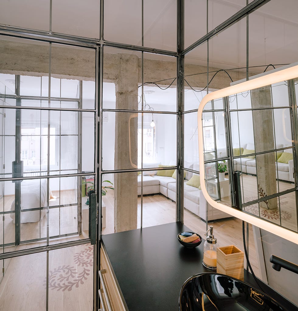 Architecture, Building, Interior design, Room, Wall, Loft, Floor, Glass, House, Office, 