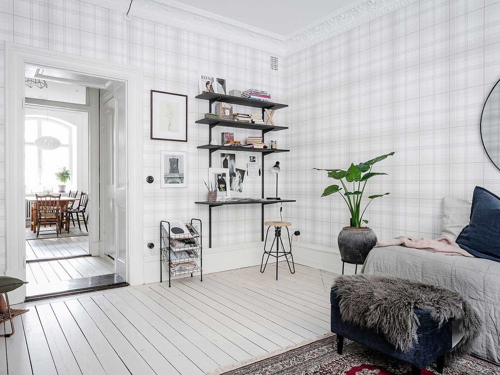 White, Room, Wall, Floor, Interior design, Property, Furniture, Living room, Building, Ceiling, 