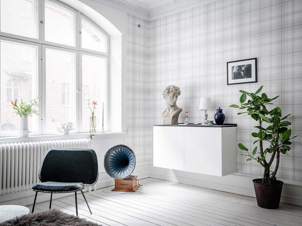 White, Furniture, Room, Floor, Interior design, Living room, Wall, Tile, Building, Flooring, 