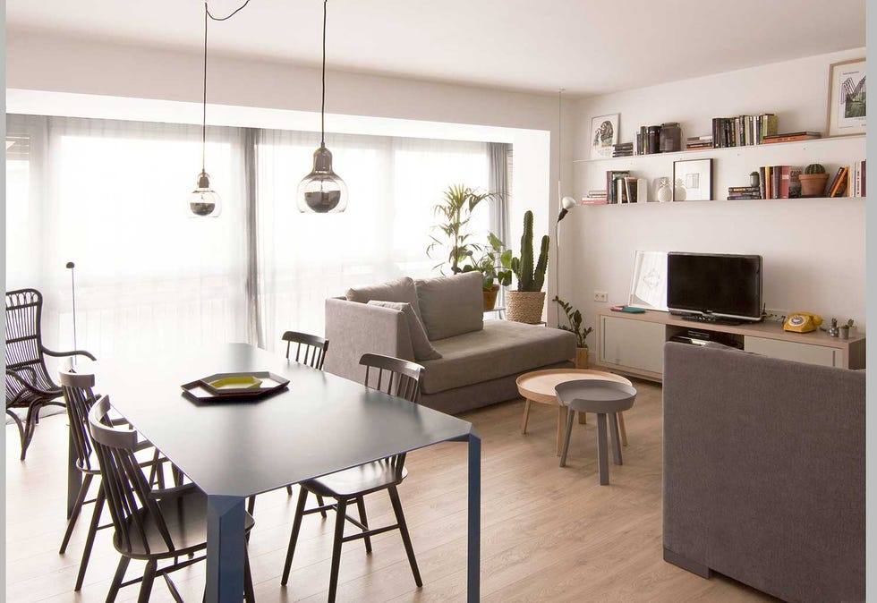 Room, Furniture, Interior design, Property, Table, Floor, Dining room, Building, Kitchen, Ceiling, 