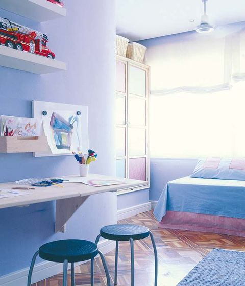 Blue, Room, Interior design, Textile, Wall, Floor, Ceiling, Furniture, Interior design, Bed, 