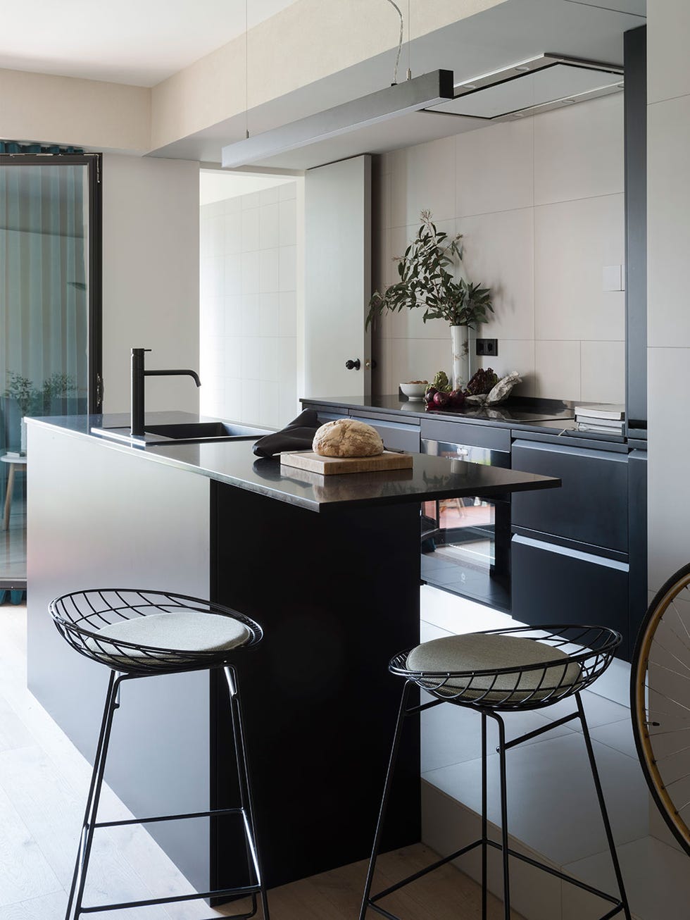 Furniture, Room, Interior design, Kitchen, Property, Countertop, Table, Dining room, Building, Cabinetry, 