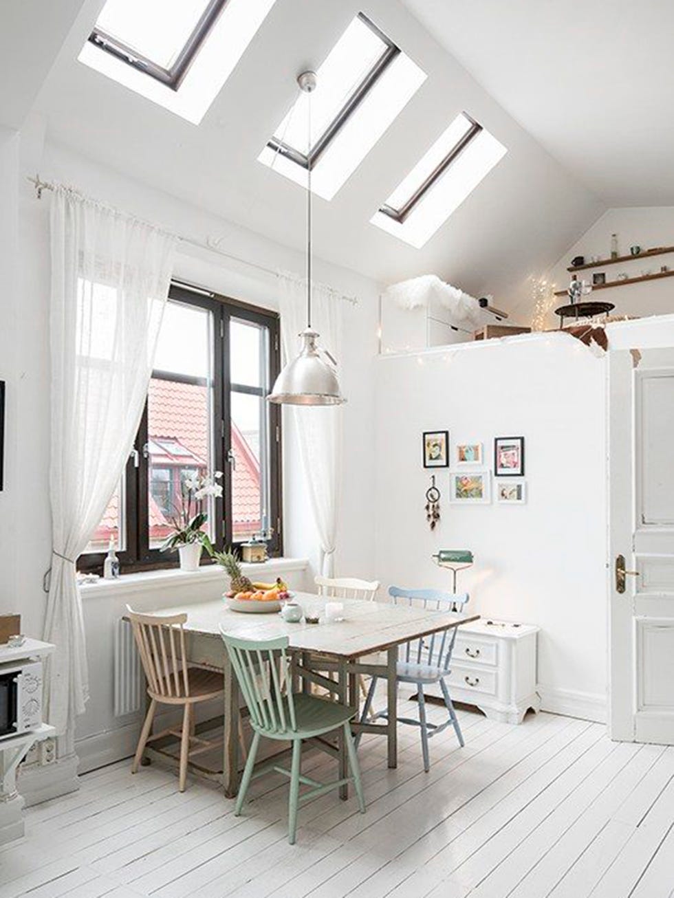 White, Room, Furniture, Ceiling, Interior design, Property, Table, Building, Floor, House, 