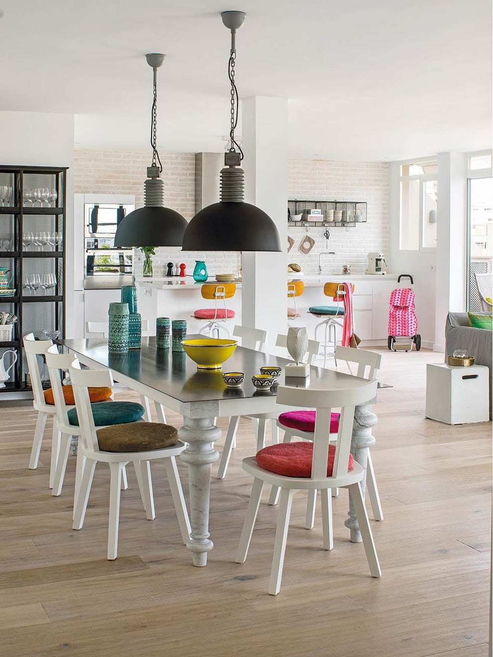 Furniture, Room, Interior design, Table, Dining room, Ceiling, Yellow, Lighting, Floor, Building, 