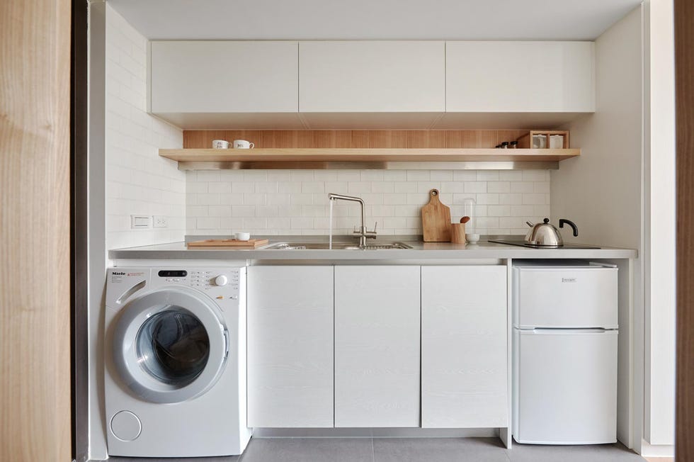 Washing machine, Product, Room, Major appliance, White, Clothes dryer, Home appliance, Kitchen, Cabinetry, Laundry, 
