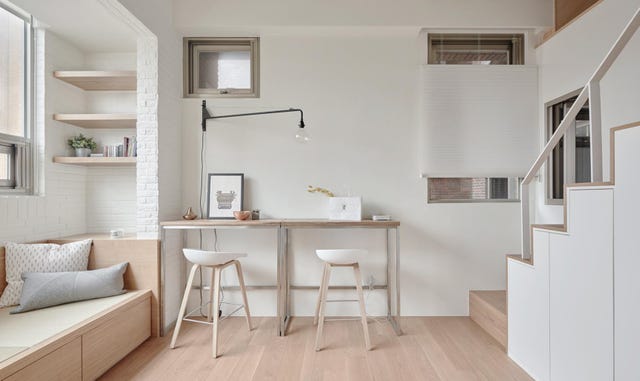apartamento de 22 metros salón con escritorio