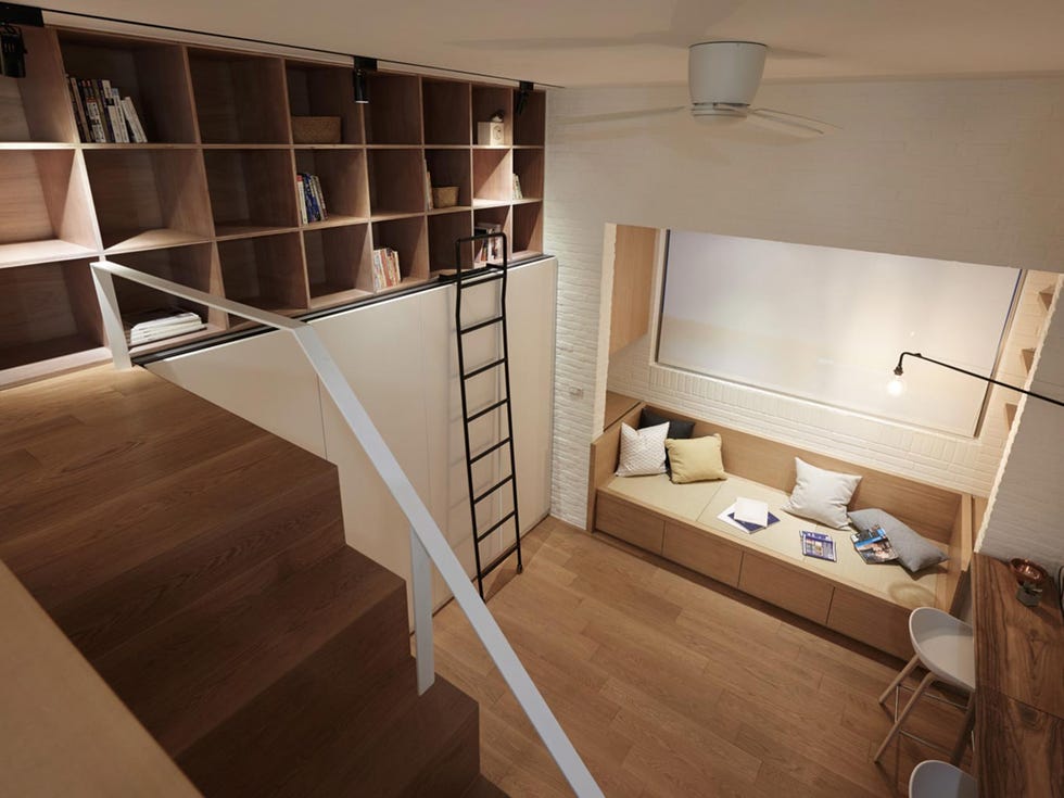 Room, Property, Interior design, Floor, Flooring, Wall, Ceiling, Stairs, Shelving, Shelf, 