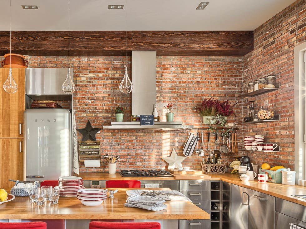 Room, Interior design, Ceiling, Countertop, Interior design, Floor, Kitchen, Light fixture, Kitchen appliance, Hardwood, 
