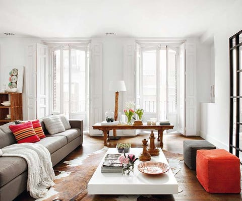 Room, Interior design, Floor, Living room, Home, Table, Furniture, Flooring, Couch, Wall, 