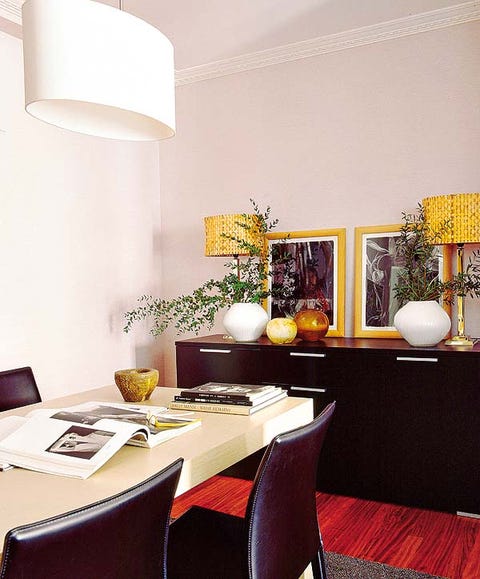 Room, Yellow, Interior design, Table, Furniture, Interior design, Lampshade, Wall, Home, Lighting accessory, 